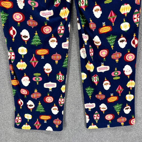 North Pole Trading Co. Pajama Pants Women Small Blue Christmas Tree Sant Flannel - Picture 14 of 15